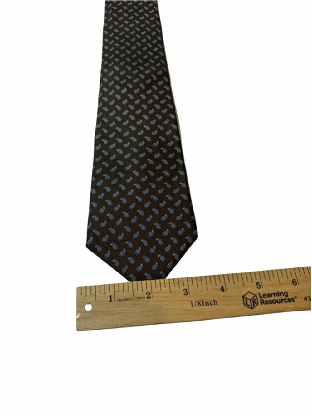 Pierre Balmain Paris Silk Tie Brown Paisley Micro Print Vintage Luxury